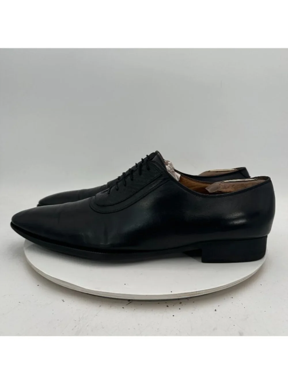 Gucci Men Size UK 11 US 11.5 Black Leather Pointed Plain Toe oxford Dress Shoes